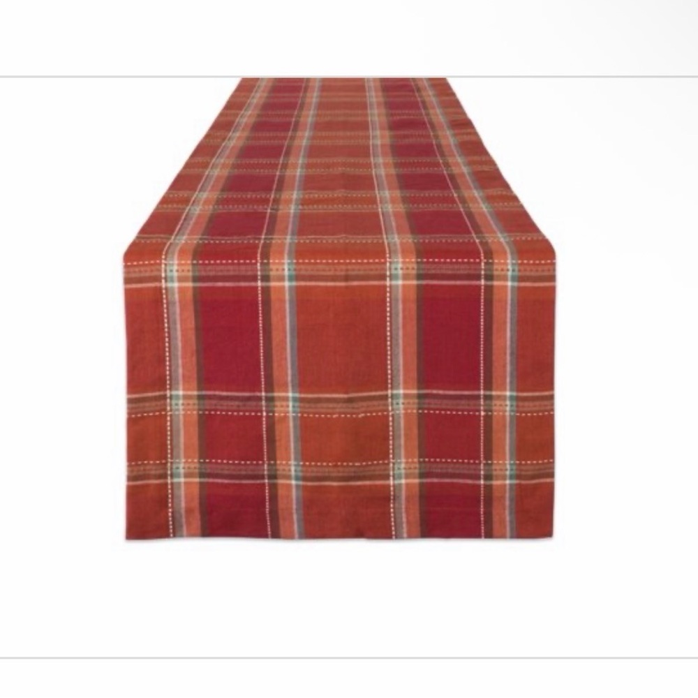 Autumn Spice Plaid Table Runner 14x108